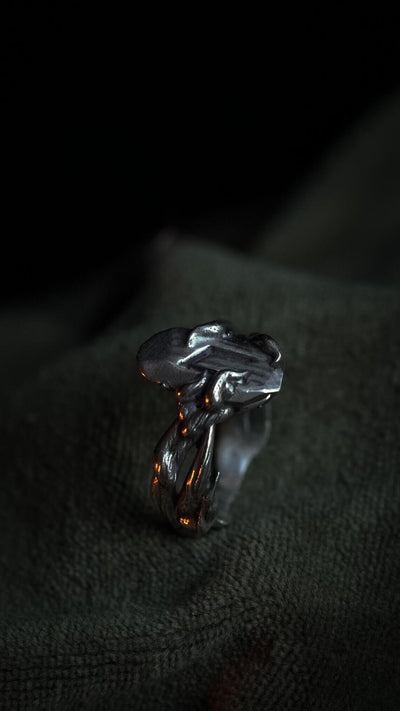 Wurzel Runen Ring "Rootrune" mit Rune "Uruz" - 925 Sterling Silber