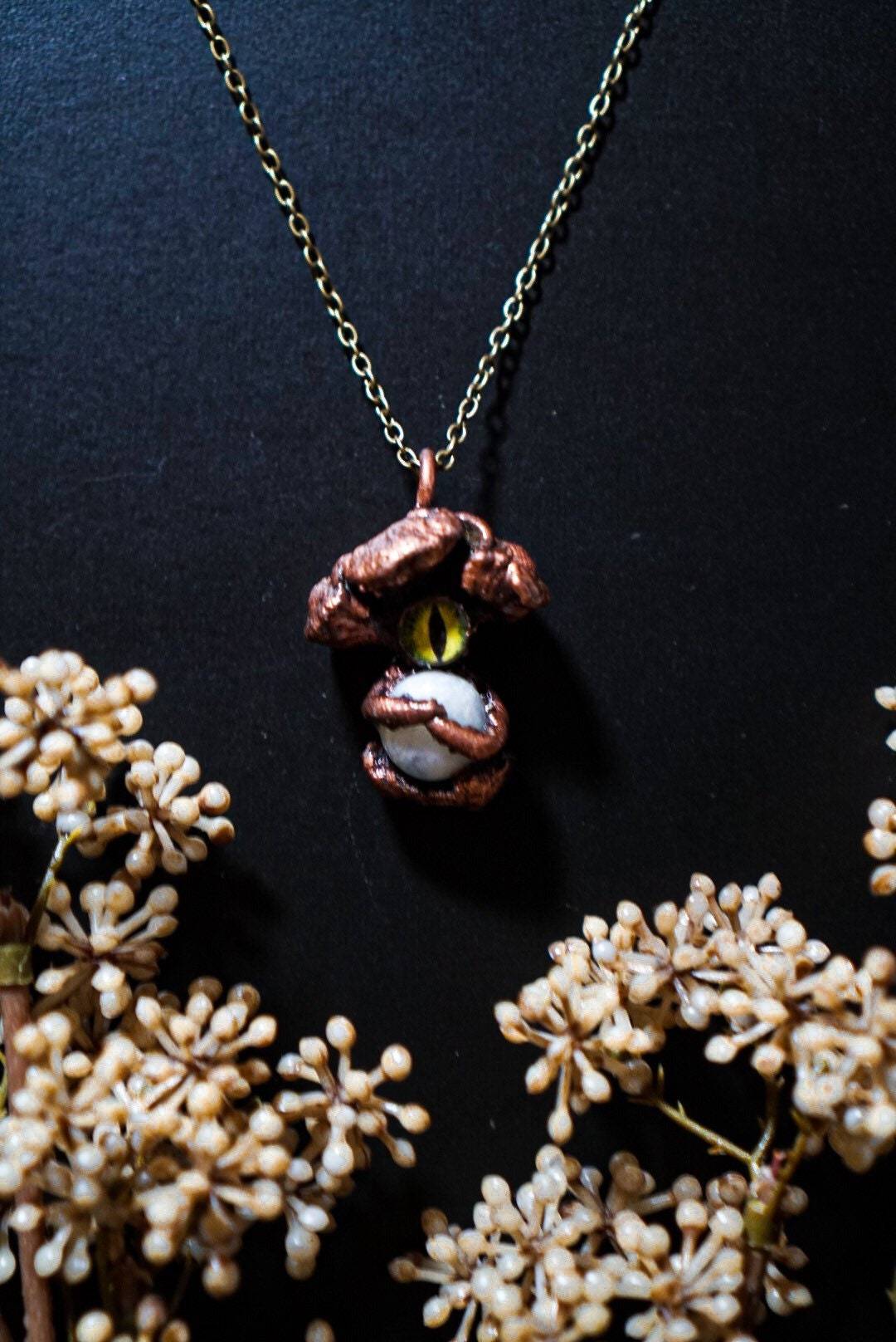 Rainbow Moonstone Necklace “Nimbu” |electroformed