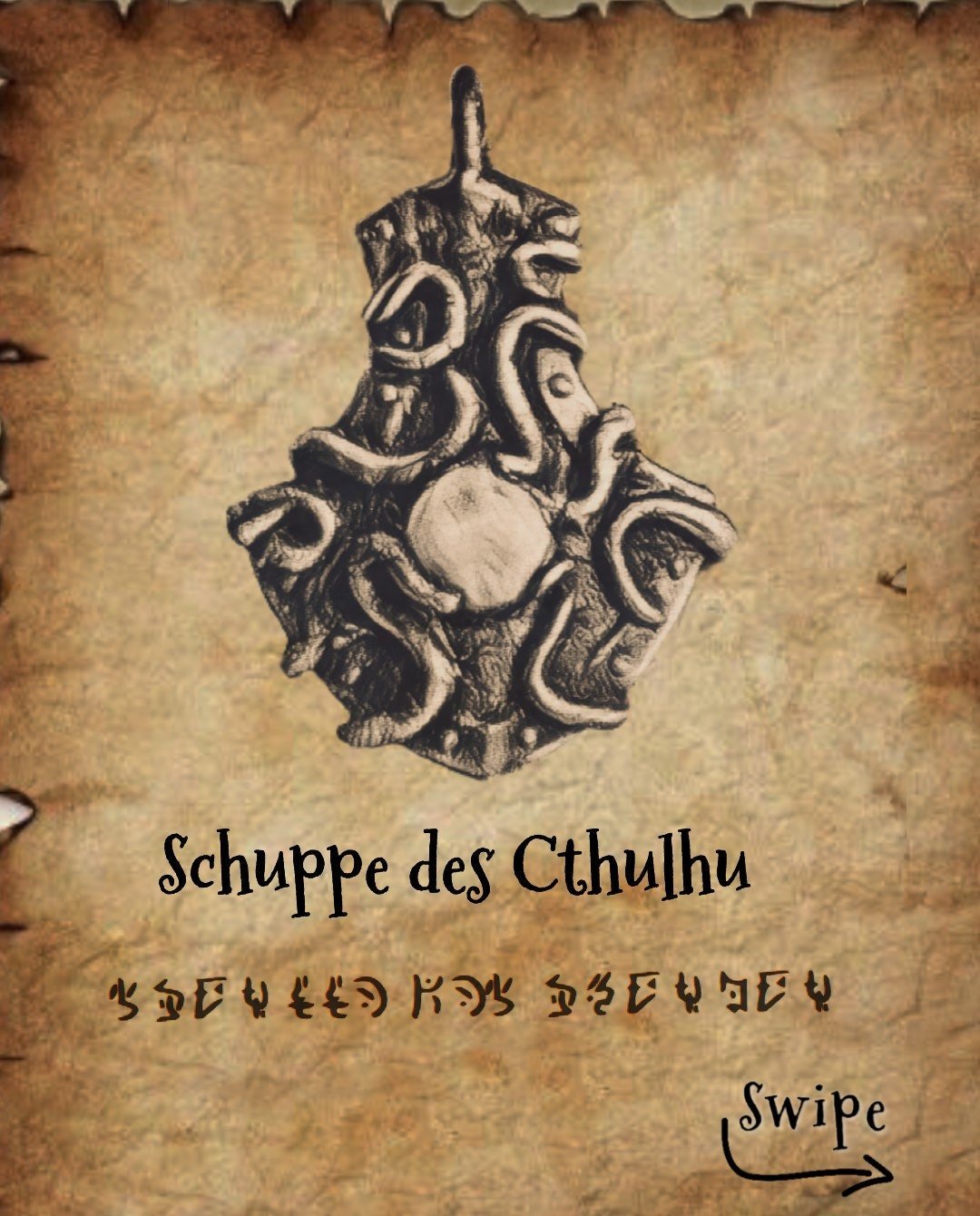 Schuppe des Cthulhu -Silber Anhänger mit Regenbogenmondstein