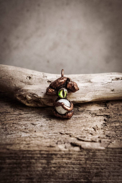 Rainbow Moonstone Necklace “Nimbu” |electroformed