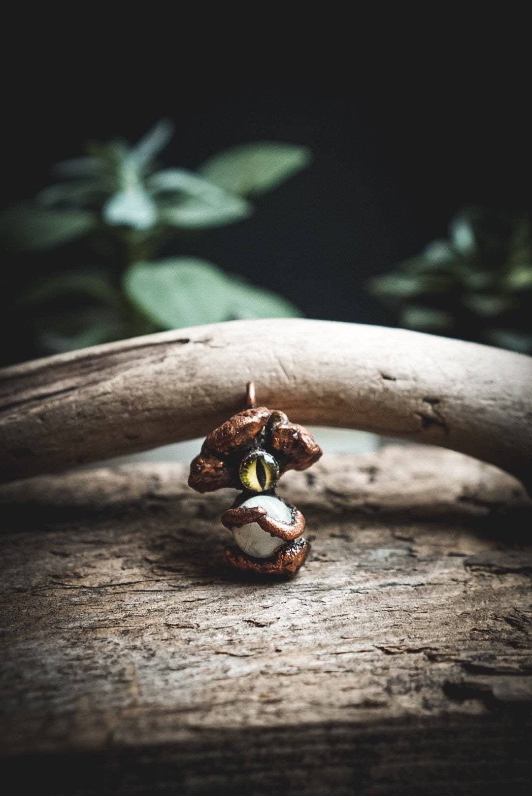 Rainbow Moonstone Necklace “Nimbu” |electroformed