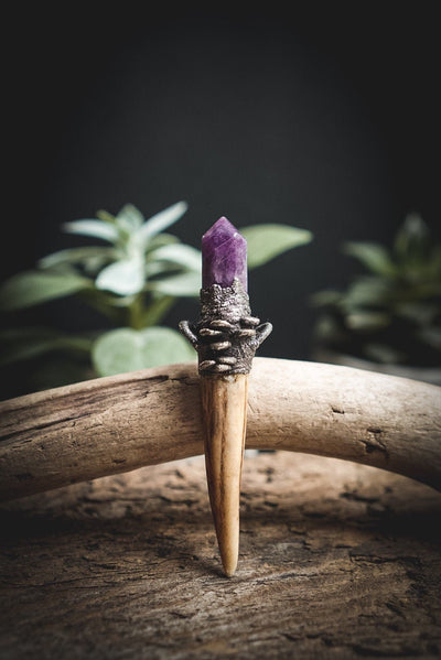 Geweihanhänger mit Amethyst - electroformed