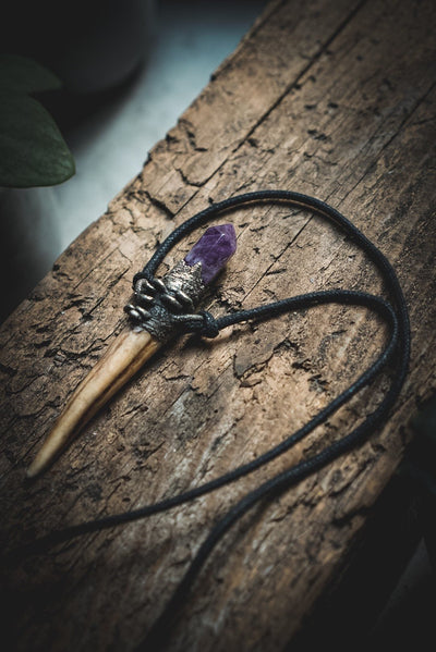 Geweihanhänger mit Amethyst - electroformed